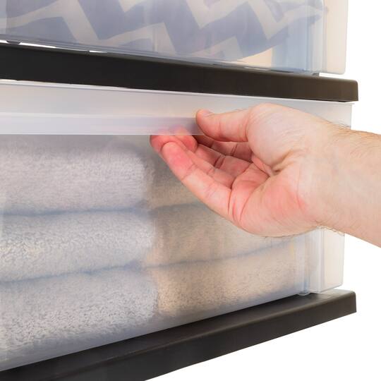 IRIS® 29qt. Black & Clear Wide 3-Drawer Chests, 2ct.